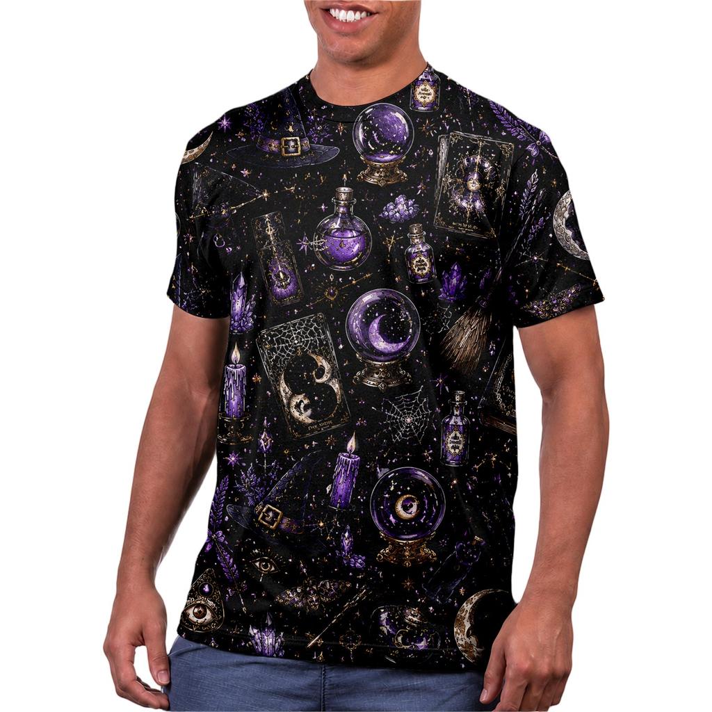 Halloween All Over Print T Shirt, Cute Pumpkin Graphic Tee for Women Men