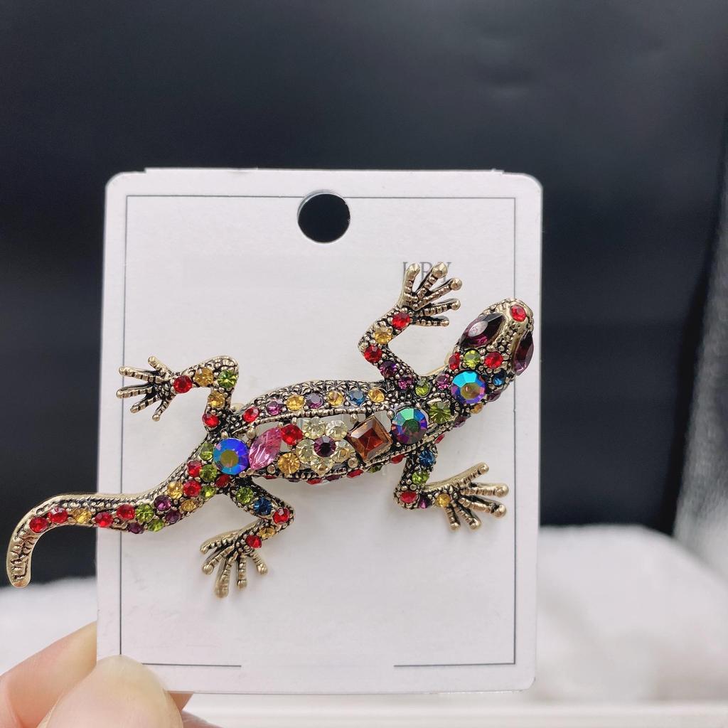 Korean Rhinestone Lizard Pin Brooch, Animal Corsage Jewelry for Clothing