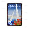 Stadt Wahrzeichen Metallposter Reise Stadt Schilder Griechenland Berglandschaft Blechschild Plakette Poster für Bar Kneipe Club Heimdekor