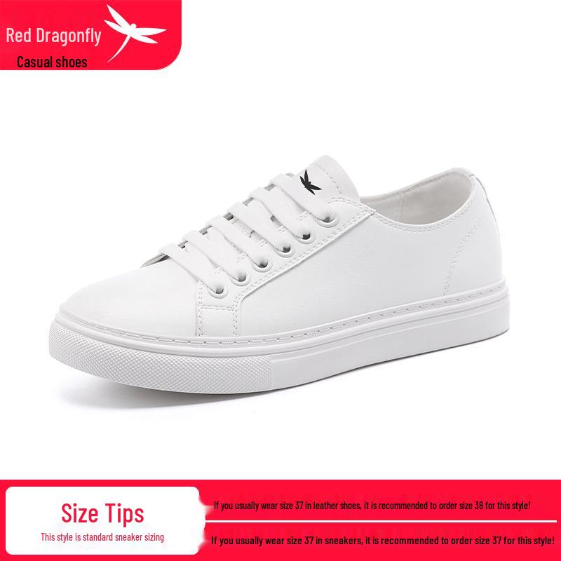 Red Dragonfly Women s Spring White Leather Casual Flat Shoes - Soft Sole Student Style 40 белый