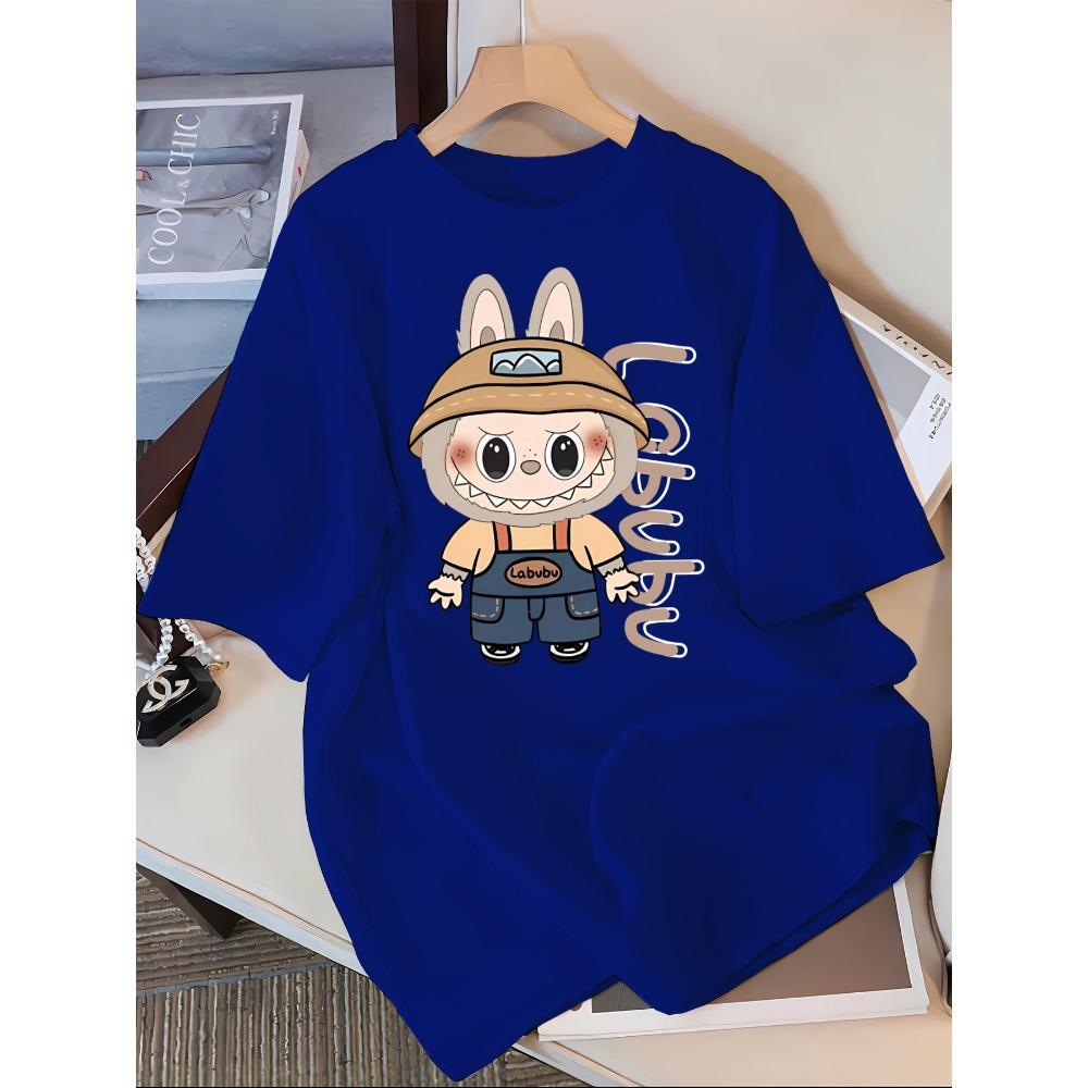 Labu cartoon printed casual T-shirt, round neck, short sleeved, adult, spring/summer/autumn outfit