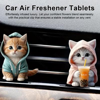 Cute Kitten Car Clips Refillable Vent Car Diffuser Cat Air Vent Clips Car