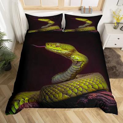 Schlangen Bettbezug Python Bettwäsche-Set Geschenk für Teenager Erwachsene, Regenwald Tier Schlange Bettdeckenbezug Wildtiere Reptilien Steppdeckenbezug