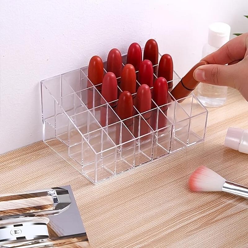 Acryl-Lippenstifthalter - 24-Fächer Make-up-Organizer mit goldenen Akzenten, Für Kosmetik, Hautpflege & Schmuck
