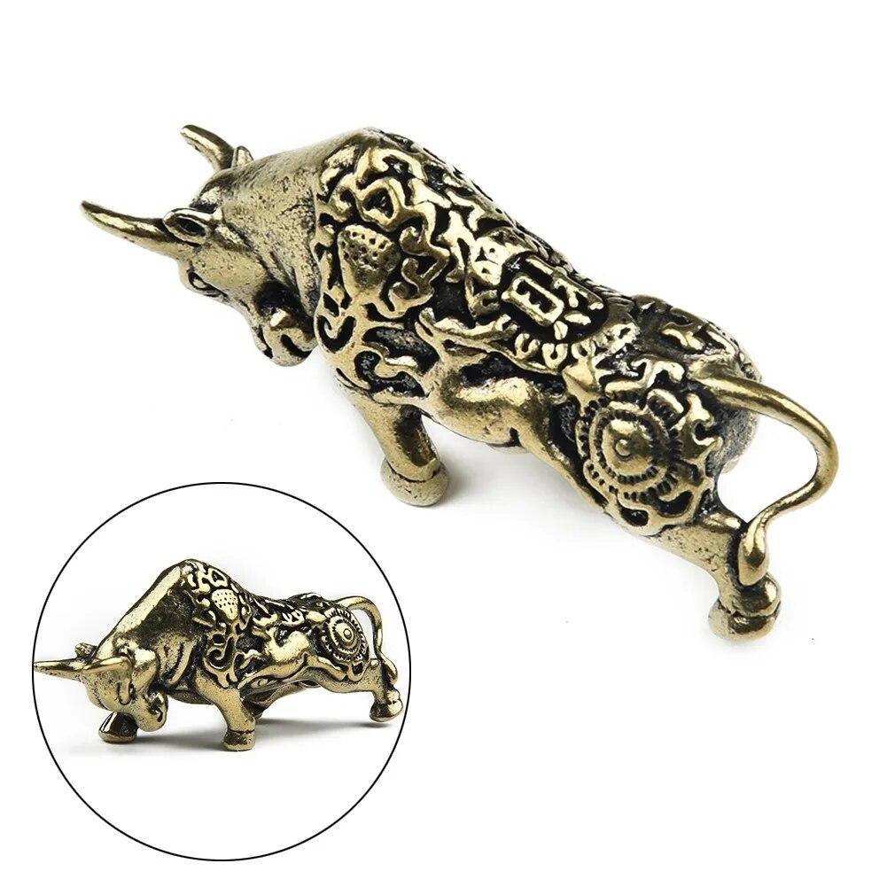 Brass Lucky Bullfighting Statue Copper Animal Miniature Figurine Pendant Home Ornaments