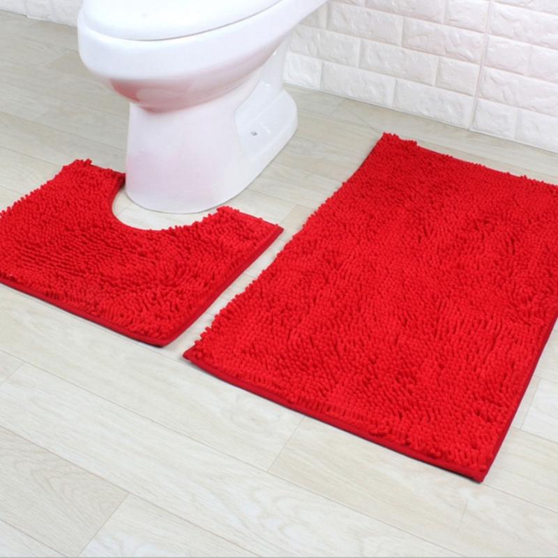 Bathroom Rugs Chenilles Bath Mats Set of 2 Nonslip Bath Mats Super Absorbent UShaped Carpets Decoration Machine Wash