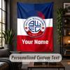 Personalized Wall Tapestry,Bolton Wanderers FC Custom Text, Soft Fabric Wall Art For Indoor Decoration