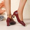 Metal Square Toe Shallow Slip-on Non-slip Wear-resistant Special-shaped Heel Single Shoes Fashionable High Heels