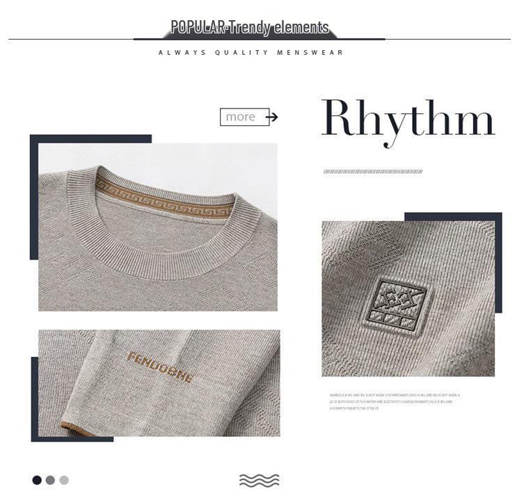 2025 Men's Fashion High-End Jacquard Knit Sweater – Skin-Friendly & Warm Autumn/Winter Base Shirt