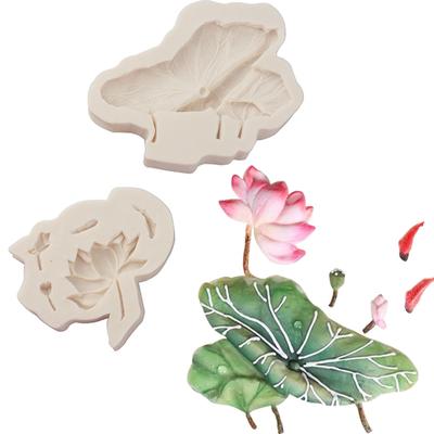 Lotusblattförmige Fondant-Schokoladenform, Kuchendekoration, Backwerkzeuge, handgefertigte Seifen-Silikon-Ornamentform, leicht zu reinigen