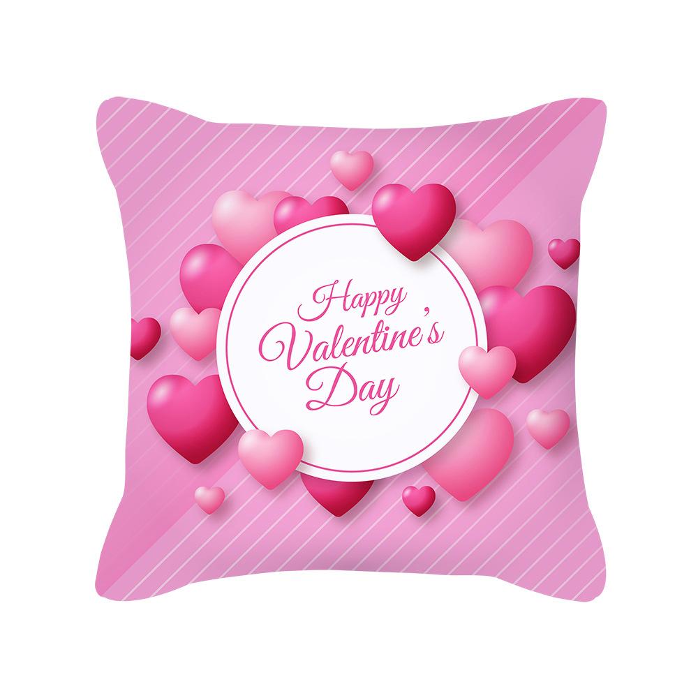 Peach Skin Pillowcase Valentine's Day Pillowcase Pink Heart-shaped Pillow Romantic Series Home Decoration Sofa Cushion Cover