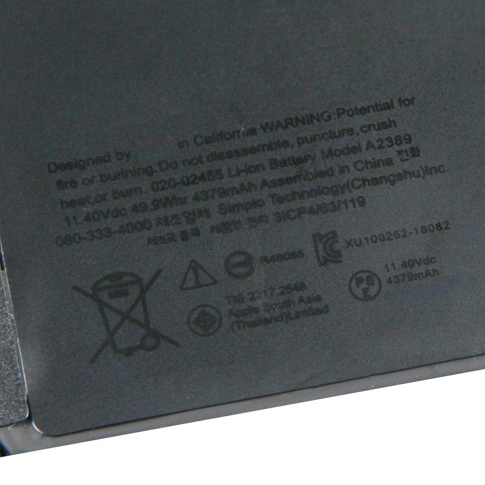 Neue wiederaufladbare Lithiumbatterie A2389 A2337 für Apple Macbook Air 13" A2179 A1965 A1932 2020 M1 Laptop-Akku 4379mAh