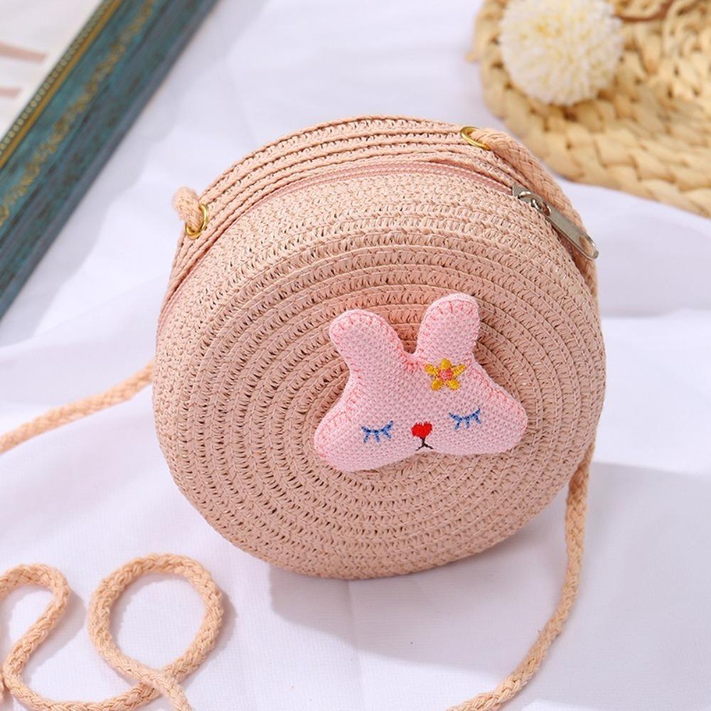 

Плетена Солом яна Солом яна Сумка Форми Мушлі Сумки Через Плече Гаманець Сумка Дитина Діти Pink-rabbit