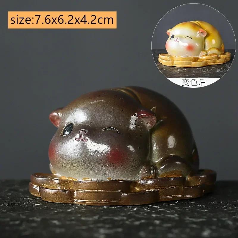 Creative Resin Color-changing Tea Pet Cute Rabbit Model Ornaments  Tea Figurine Animal Decoration Tea Set Decors Accessories