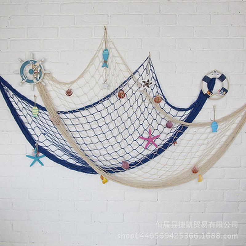 Fish Net Hanging Ornaments Mediterranean 3D Nautical Ocean Theme Home Fishing Net Wall Decor