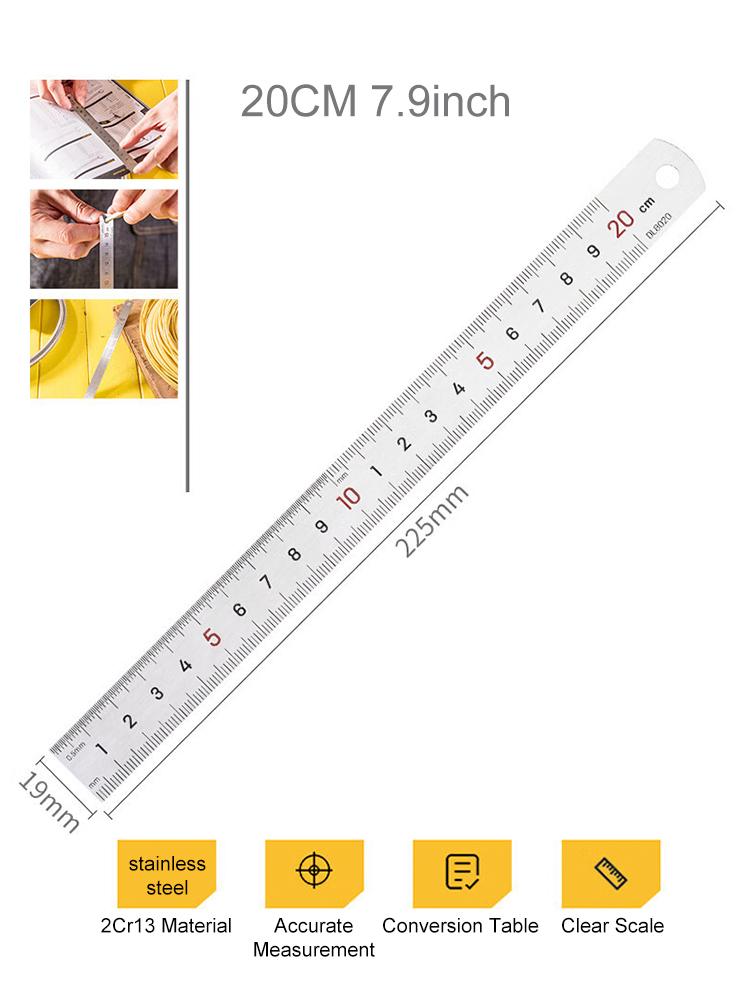 Stainless Steel Straight Ruler Centimeter Rule Precision Measuring Tool 15cm/6 inch 30cm/12 inch 50cm School Office Supplies