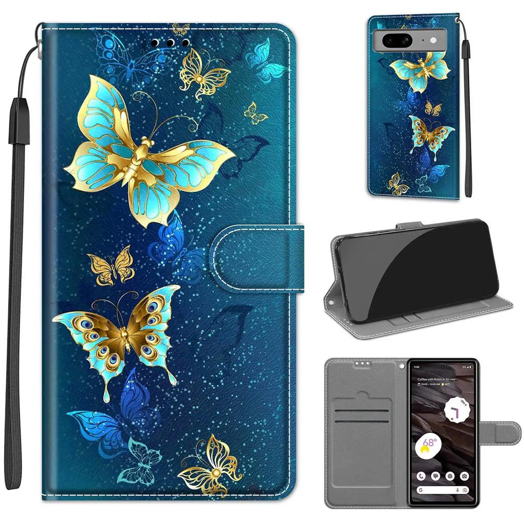 Lovely Butterfly Wallet Case For Google Pixel 8 Pro 7 Pro 7A 6 Pro 6A Pixel8 Pixel7 Magnetic Flip Leather Card Slot Phone Cover