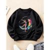 Kids Crewneck Long Sleeve Sweatshirt, Dynamic Artistic Gymnastics Girl Graphic Print, Warm Fashion Top