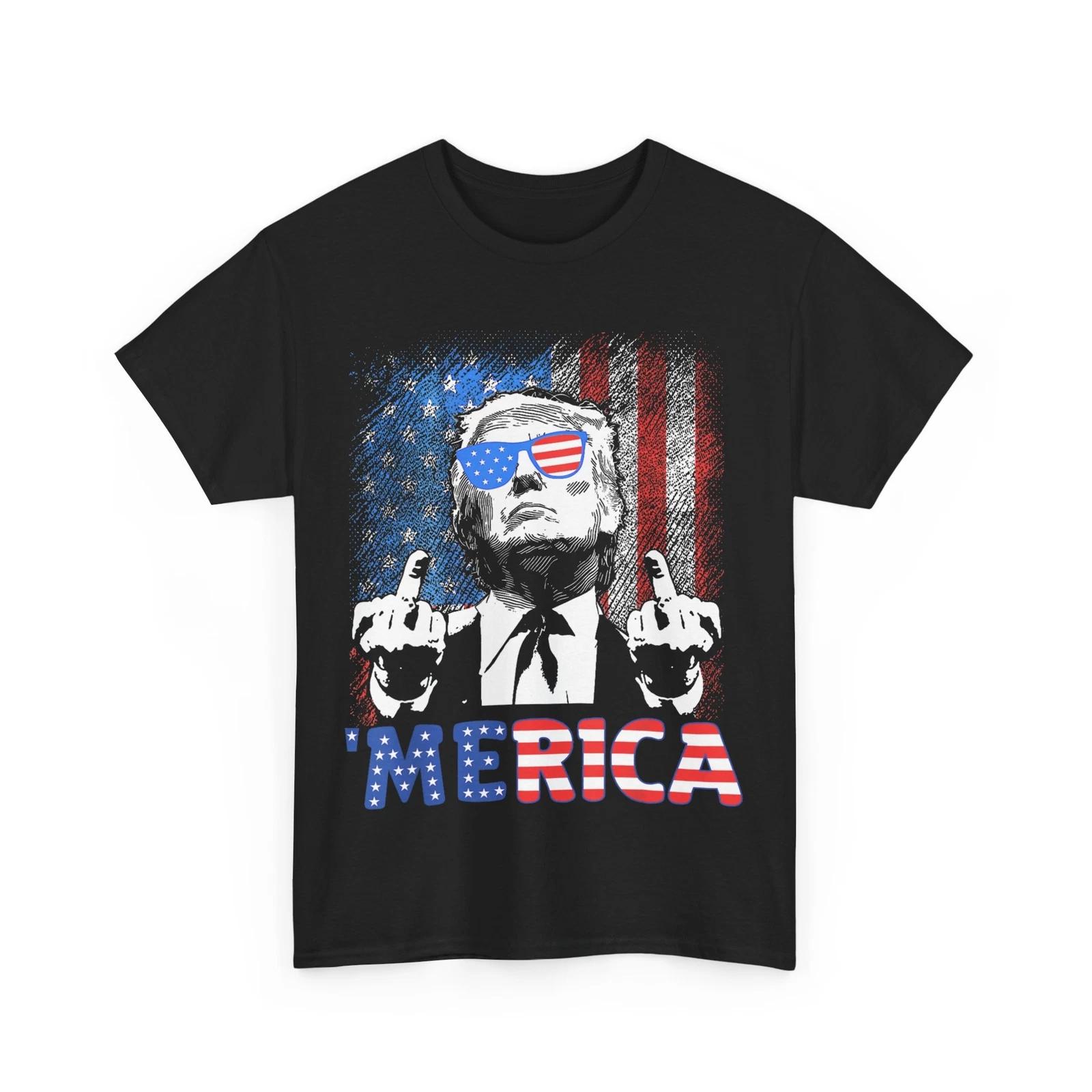 Funny Trump 4th Of July Merica American Flag Sunglasses T shirt S
