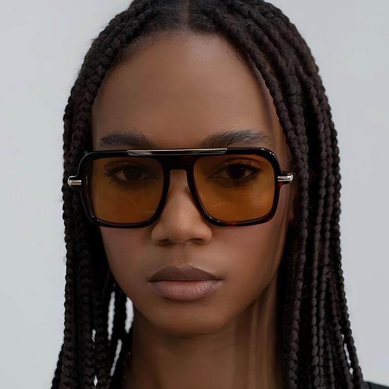  New Retro Square Sunglasses Double Bridges UV400 Fashion Designer Shades for Men And Women Gradient Sun Glasses