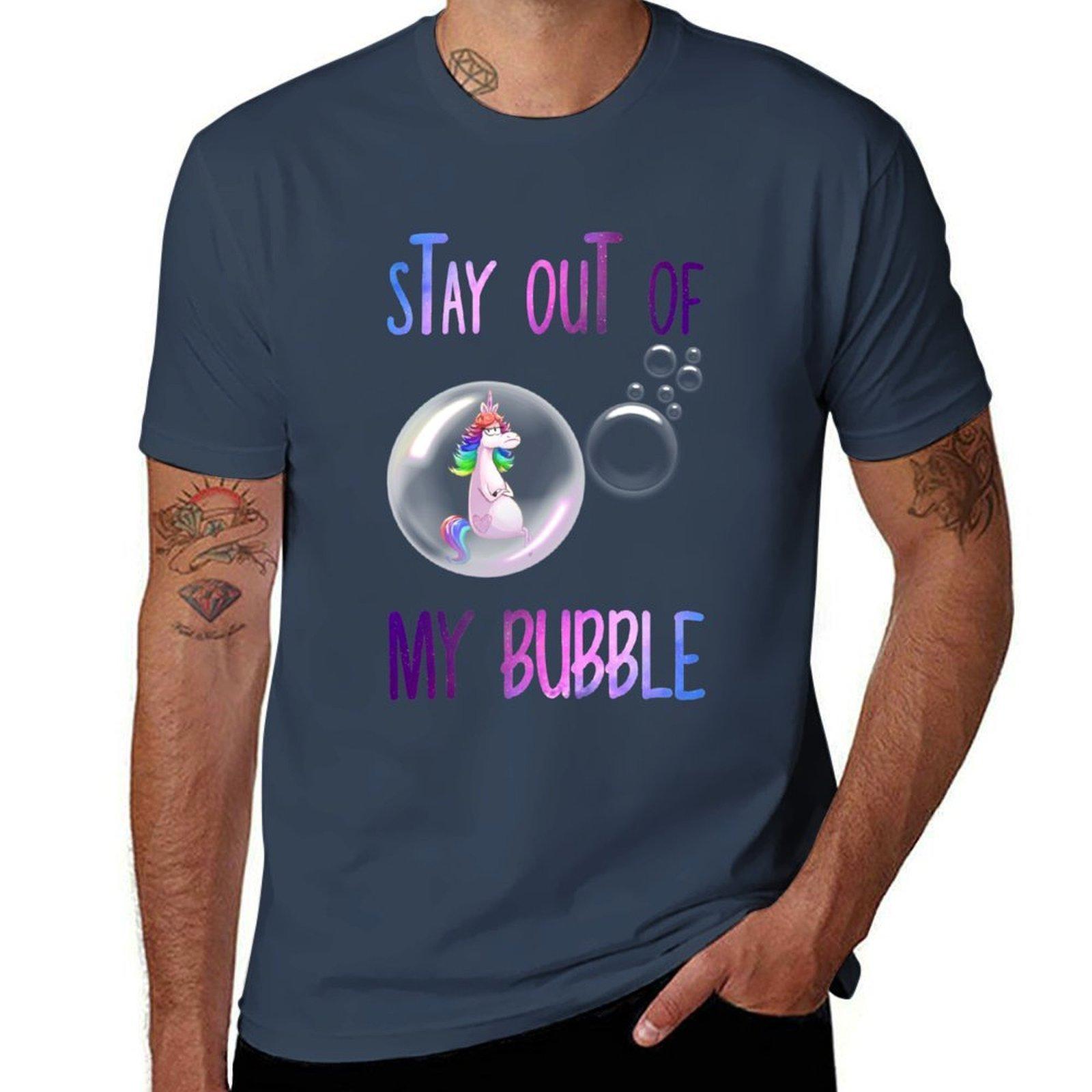 Unicorn Rainbow Stay Out Of My Bubble TShirt Holiday Vacation Tee Shirt S