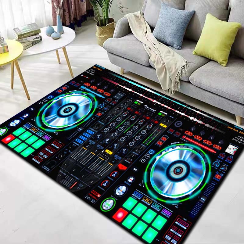 Dj Music Record Screen Console Theme Printing Large Carpet Sofa Living Room Bedroom Decoration Kitchen Bathroom Anti Slip Carpet