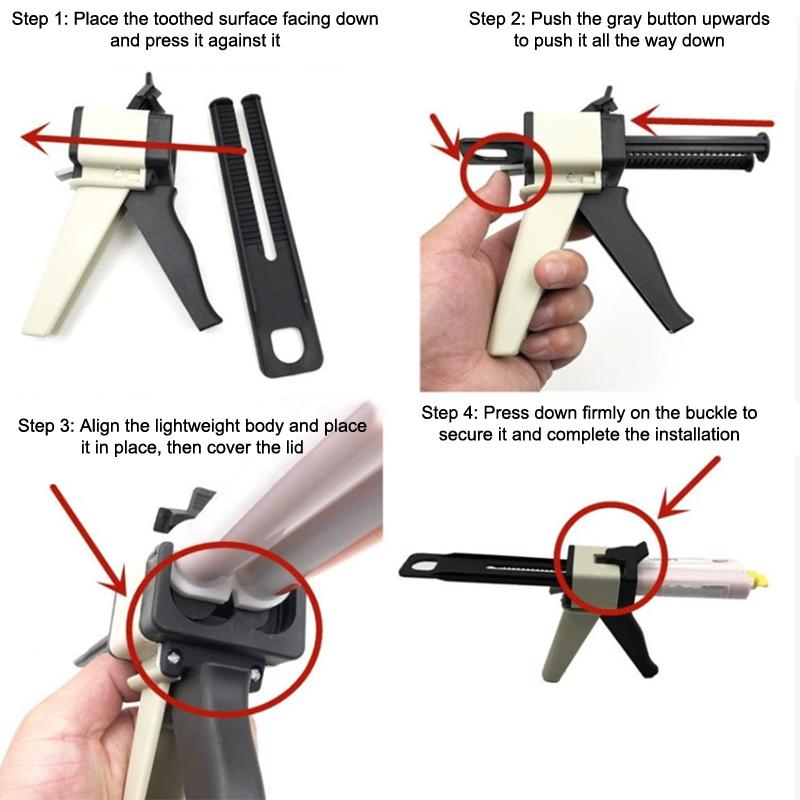 Dental Avtrykksblanderpistol Silikon Gummi Dispenserpistol Dispenserende Fuge Masse Tannlegeutstyr Laboratorieverktøy Materiale