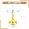 Round Glass Side Table Modern, Elegant Coffee Table with Tempered Glass Top & Stable Base, Compact Sofa Table for Living Room Bedroom (Table Only)