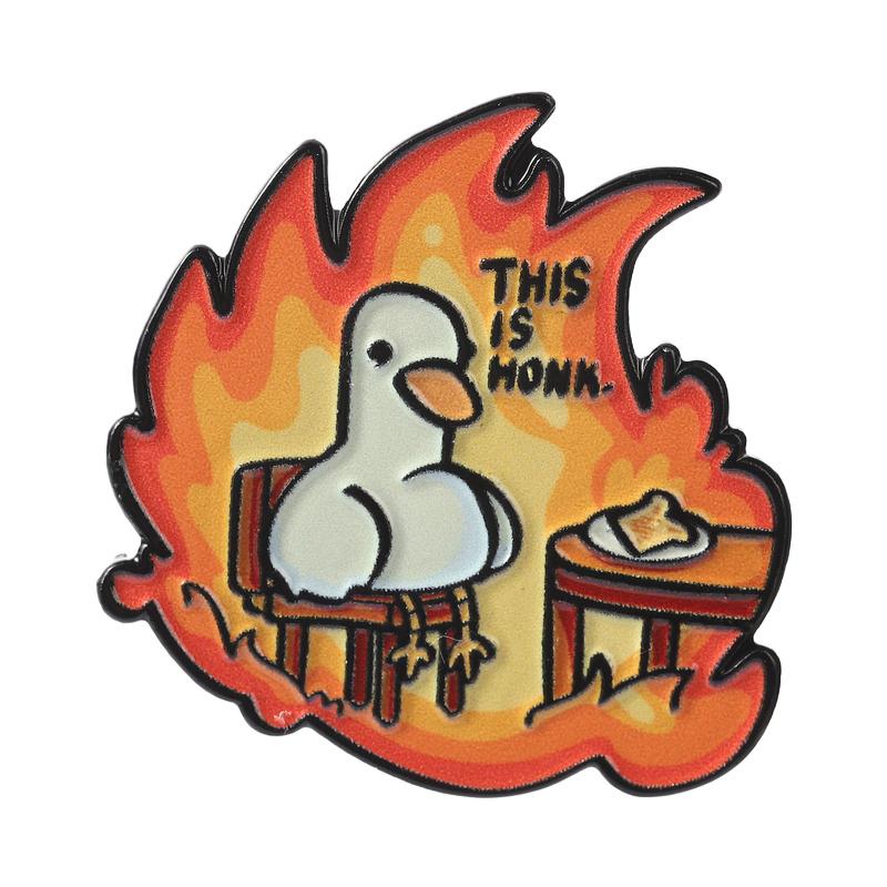 This Is Honk Fine Enamel Pins Goose Dog Doctor Coffee in Fire Brooches Lapel Badges Cute Cartoon Jewelry Gift for Friends