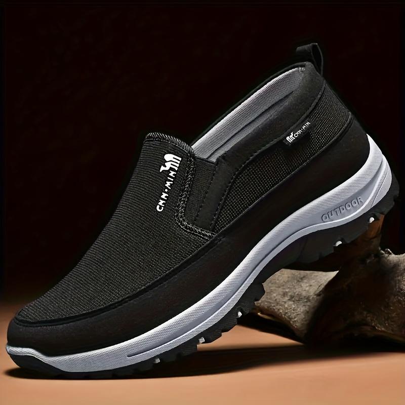 [Men's Non-Slip Loafers] Men's Comfortable Non-Slip Loafers: Solid Color Breathable Knit Slip-On Sneakers, Thick Sole Lightweight Casual Shoes