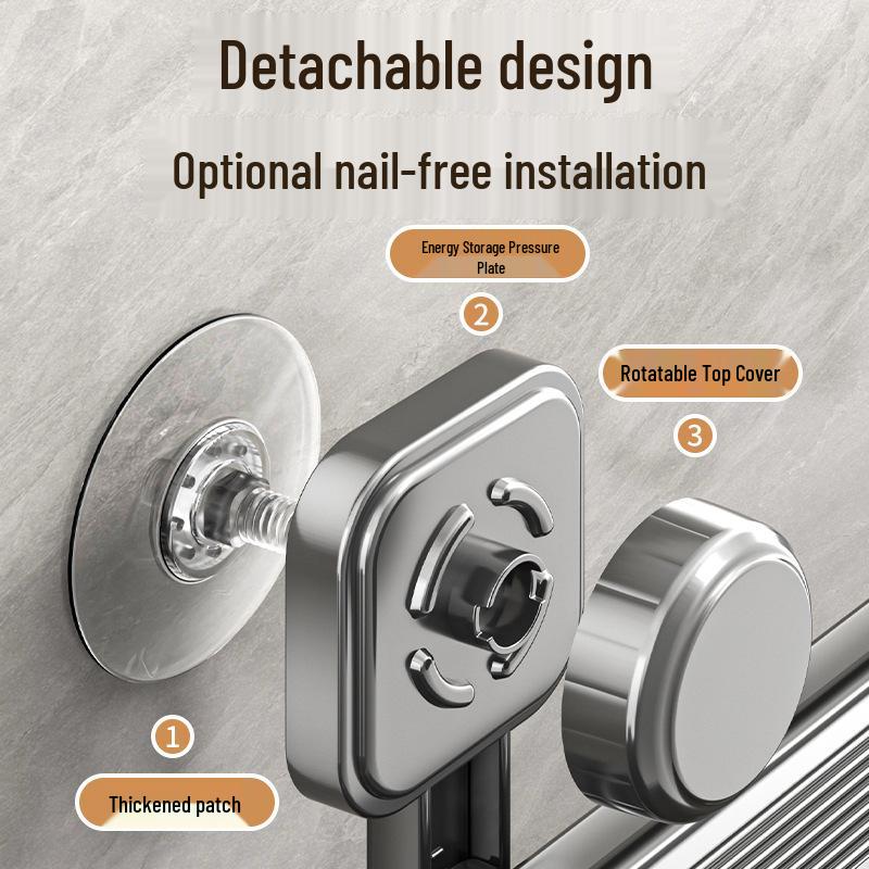 Punch-Free Movable Wall-Mounted Rack for Kitchen and Bathroom