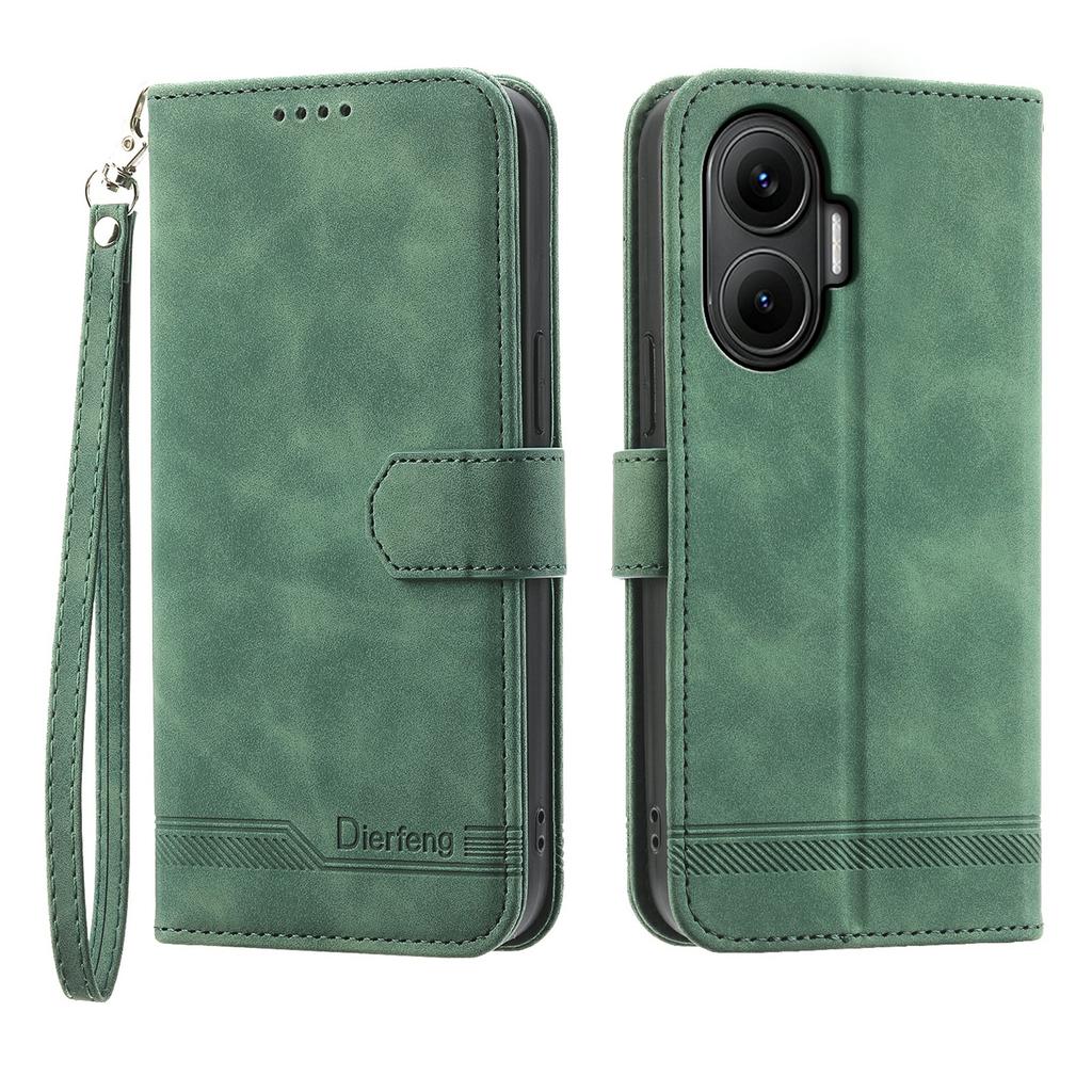 DIERFENG DF-03 For Xiaomi Poco F7 5G/Redmi Turbo 4 Pro 5G Case Lines Imprint Wallet Leather Phone Cover