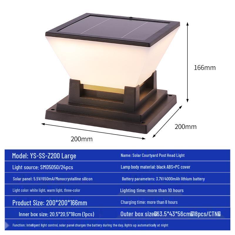 Solar Outdoor Garden Pillar Light - Perfect for Courtyard, Villa, Family Gatherings, and Camping