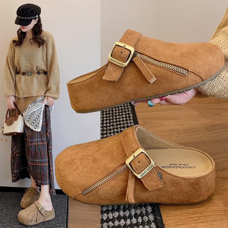 

Платформа Женские Балетки Шлепанцы Замшевые Туфли Мюли 2025 Лето Сандалии Слингбэки Новые Тренды Повседневные Сандалии Женские 35