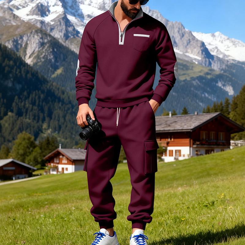 Herren Freizeit-Trainingsanzug Sets Und Neuer Stil Herren Schlank Geschnittener Stehkragen Trainingsanzug Arbeitskleidung Sport Lange Hosen Set