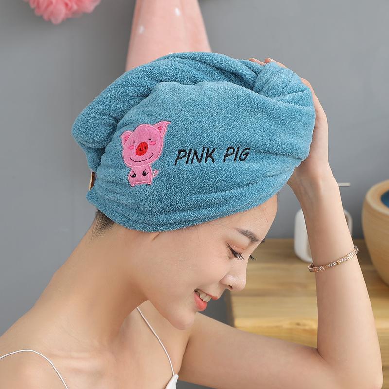 Magic Shower Hat Made of Microfiber, Double-layer Embroidery Towel, Bath Caps, A Hat for Dry Hair, A Quick -drying Soft Hat for A Lady, A Turban