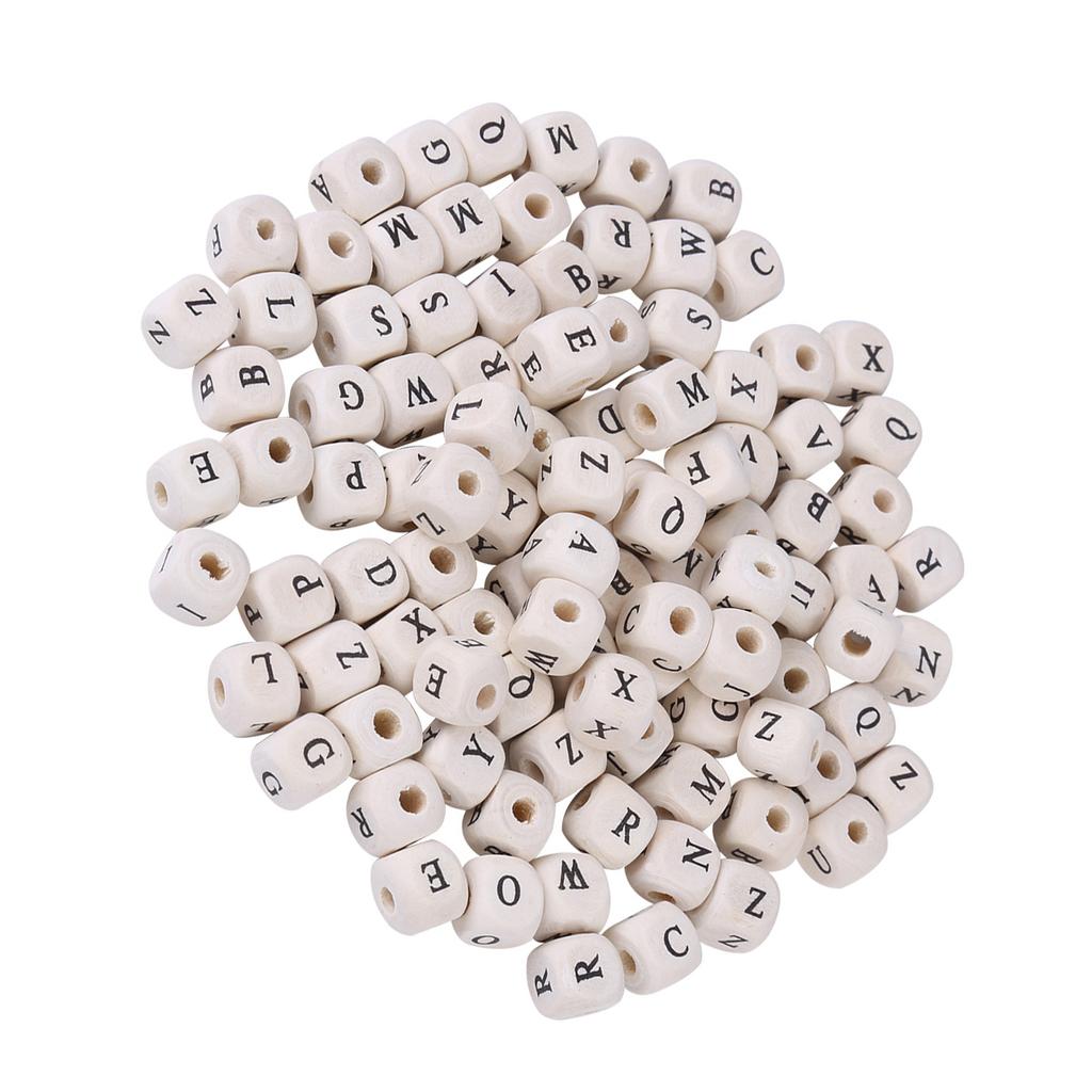 100pcs Mixed Maple Square Bead Letter Cube Loose Spacer Beads For DIY Jewelry Making
