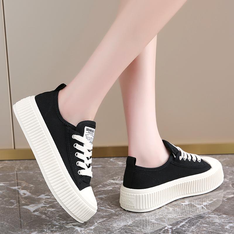 Black canvas shoes new summer platform heightening sports shoes board shoes casual biscuit shoes