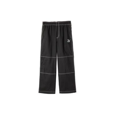 Calças Tecidas com Logótipo, Cintura Média, Corte Solto, Confortáveis, Casuais, Desportivas, Calças Cargo Parte de baixo Unissexo Preto 626860-01