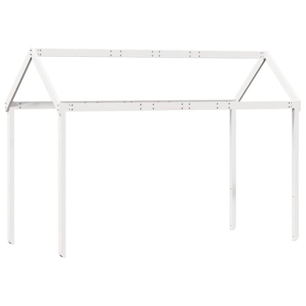 High Bed with Roof White 90x200 cm Solid Pine Wood