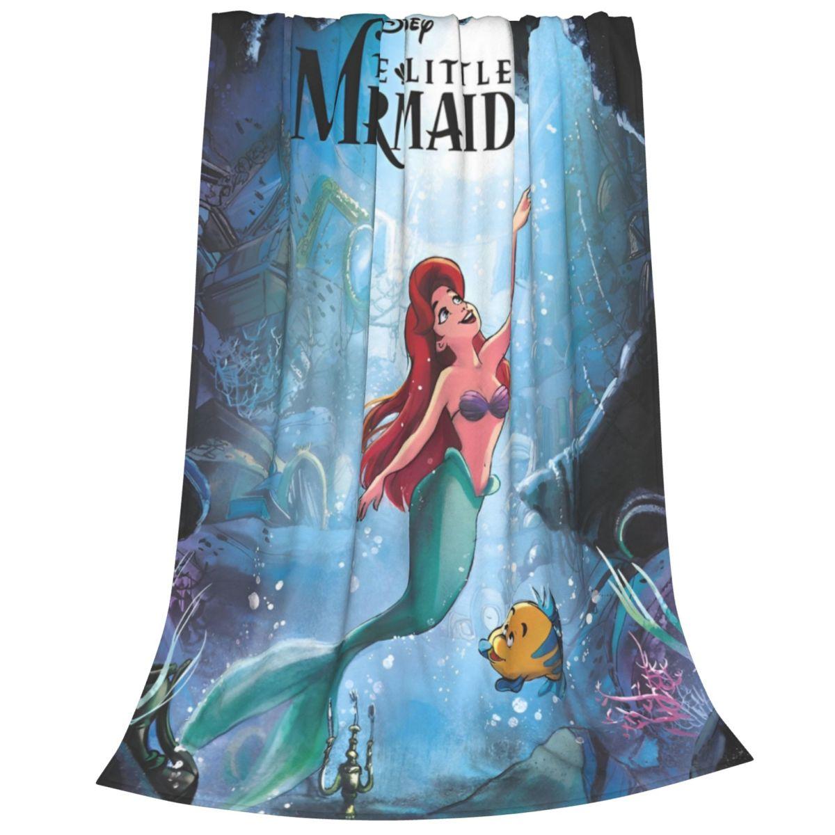 

The Little Mermaid Cartoon Blanket Coral Fleece Plush Decoration Ariel Princess Portable Super Soft Throw Blanket Bedding Throws 30x40in