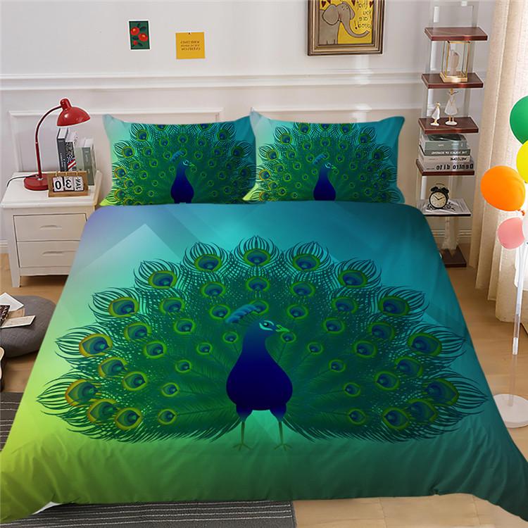 Fashion Animal Series Digital Printing Polyester Quilt Cover Pillowcase Three-Piece Set