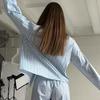 European & American Striped Shirt and Shorts Casual Suit - Women's Spring/Autumn Two-Piece Pajama Set