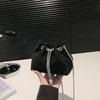 Trendy Rhinestone Bucket Bag Stylish Chic Handbag With Adjustable Single Strap