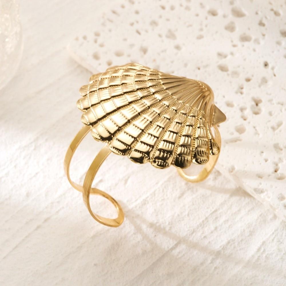 Punk Conch Shell Starfish Bracelet Gold Color Adjustable Open Arm Bangle Exotic Style Bohemian Armband Arm Accessories