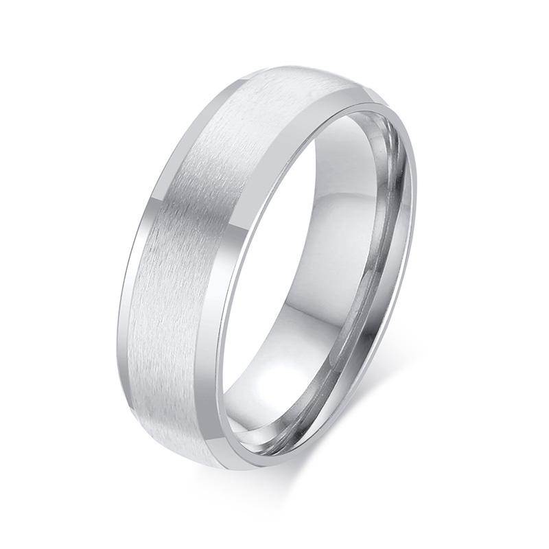 

Personalized Mens Stainless Steel Ring Matte Brushed Bevelled Edge Custom Name Date Coordinates Engrave Wedding Band Rings 6&No need Engrave