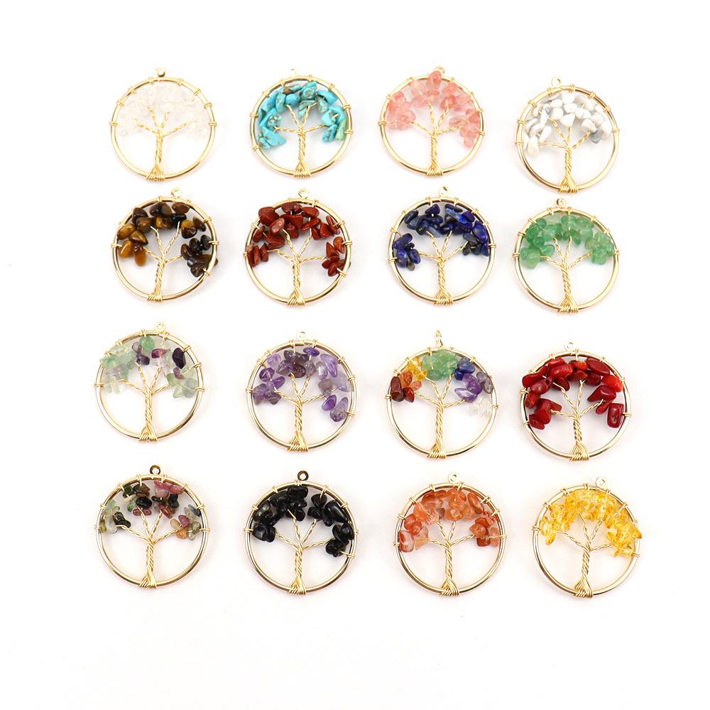 3Cm Tree Of Life Pendant Natural Crystal Gravel Fortune Tree Necklace Accessories N114
