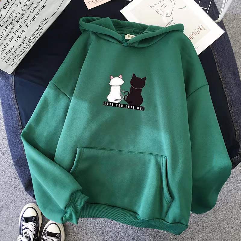 Streetwear Hoodies Women Sweatshirt Autumn Long Sleeve Hoodies Harajuku Hoodie Cute Cat Print Sweatshirt Women
