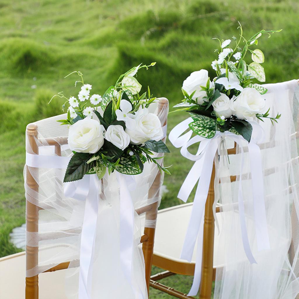 White Tulle Chair Sash Back Cover Decoration for Hotel Wedding Banquet 1x1.5m