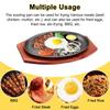 Bbq Grilled Plate Round Gousehold Baking Raosting Pan Wooden Tray Kitchen Pan Korean Cast Iron Barbecue Pot Fried Striped Steak
